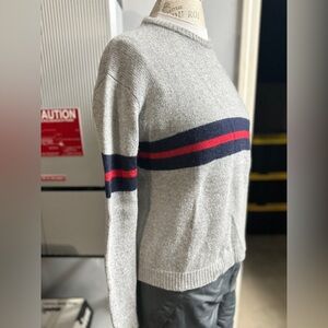Brandy Melville Gray and Red Crew Neck Sweater